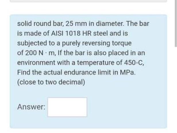 Solved solid round bar, 25 mm in diameter. The bar is made | Chegg.com