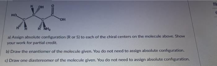 Solved На ОН a) Assign absolute configuration (R or S) to | Chegg.com