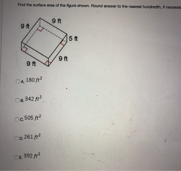 Solved QUESTION 10 Find the surface area of the figure | Chegg.com