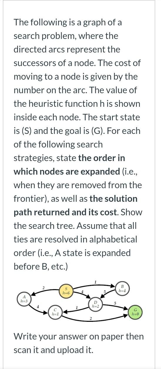Solved The following is a graph of a search problem, where | Chegg.com