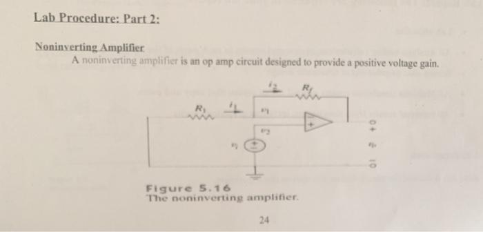 Solved Lab Procedure: Part 2: Noninverting Amplifier A | Chegg.com