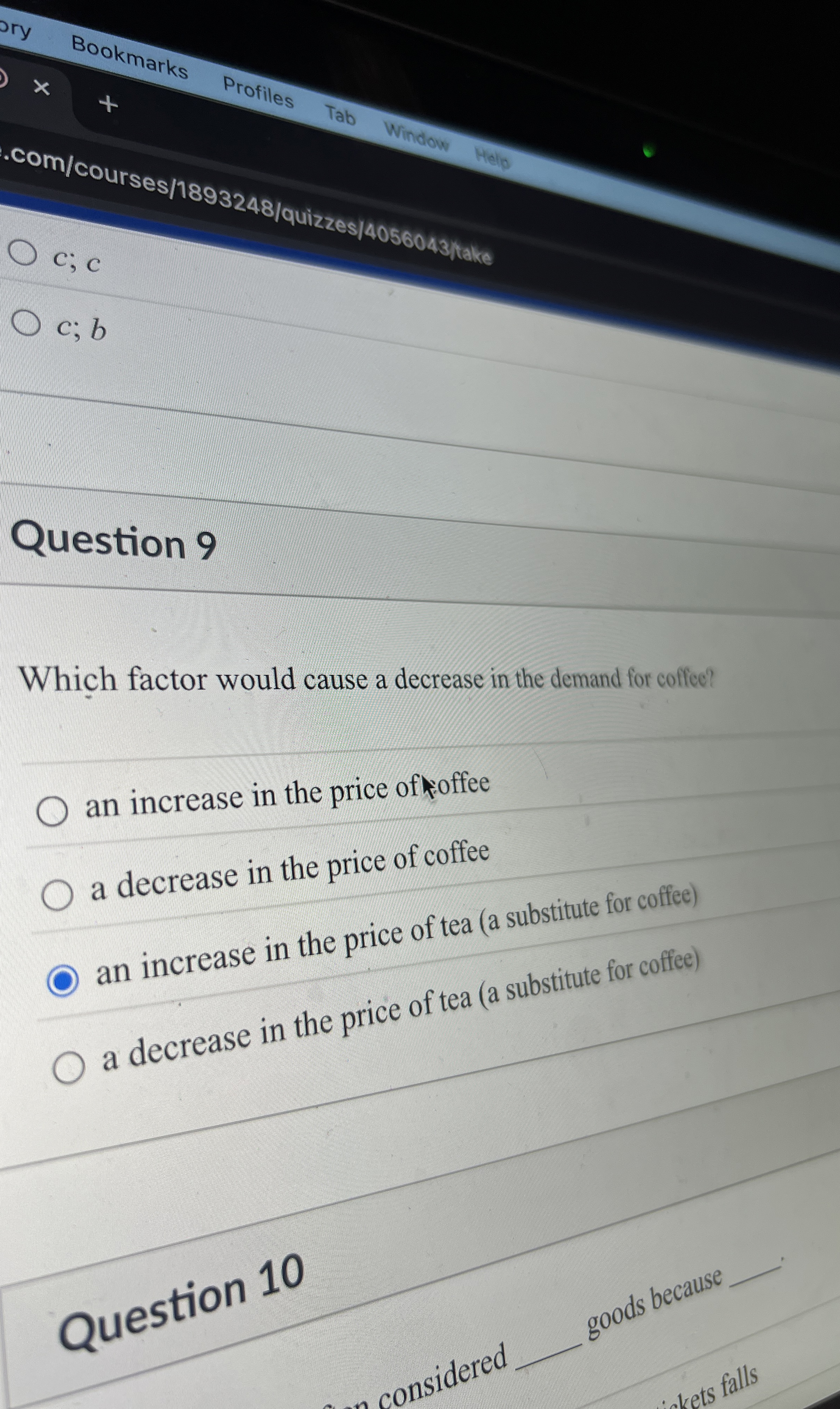 Solved Question 9Which factor would cause a decrease in the | Chegg.com
