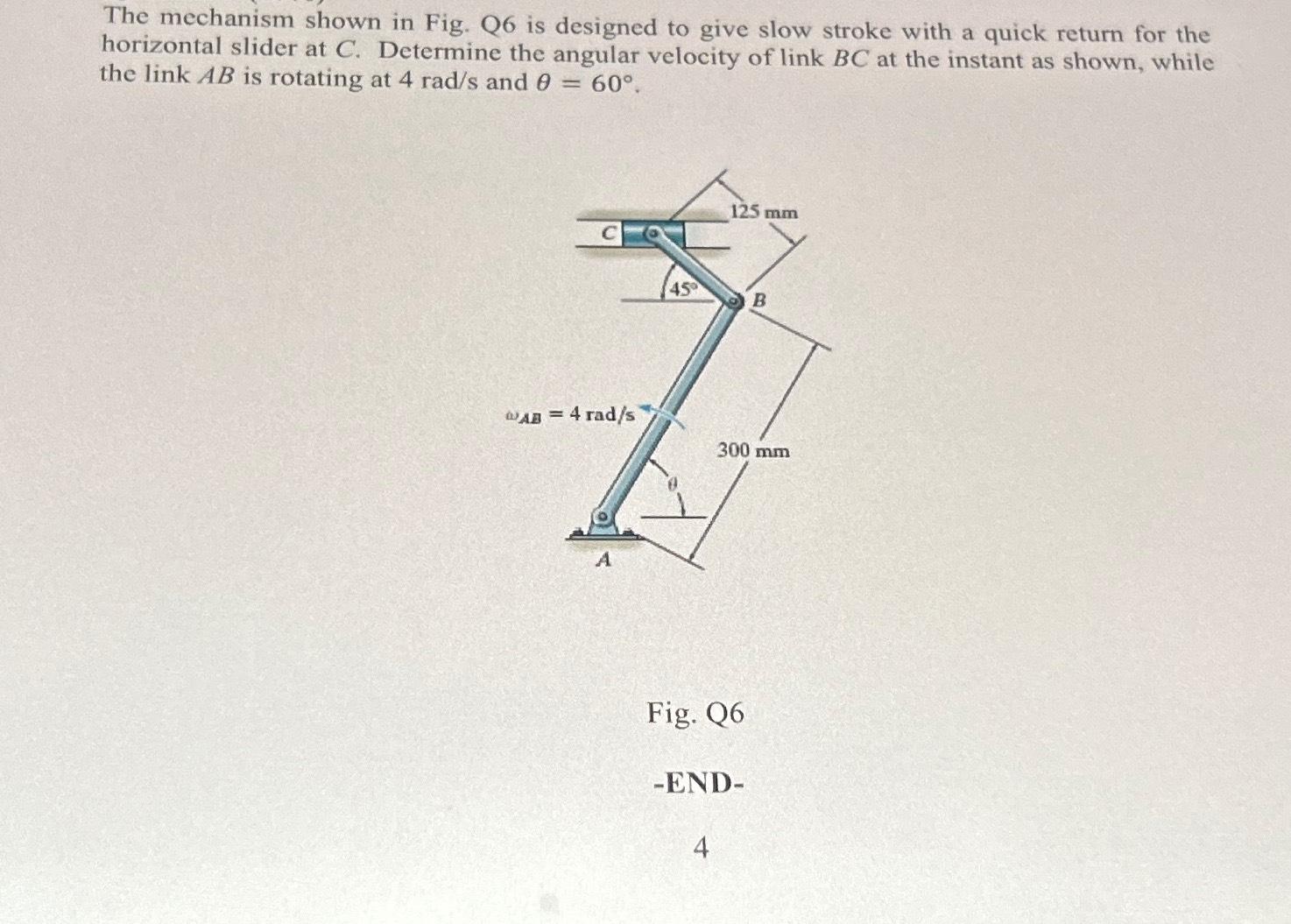 Solved The mechanism shown in Fig. Q6 ﻿is designed to give | Chegg.com