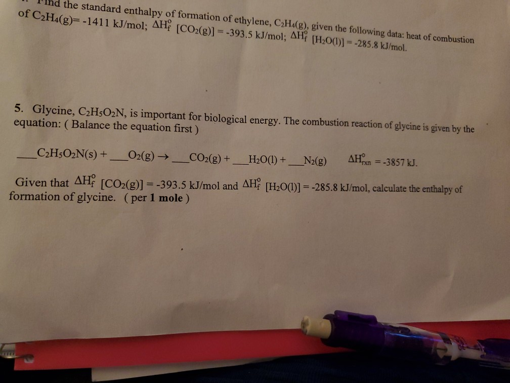 Solved the standard enthalpy of formation of ethylene Chegg