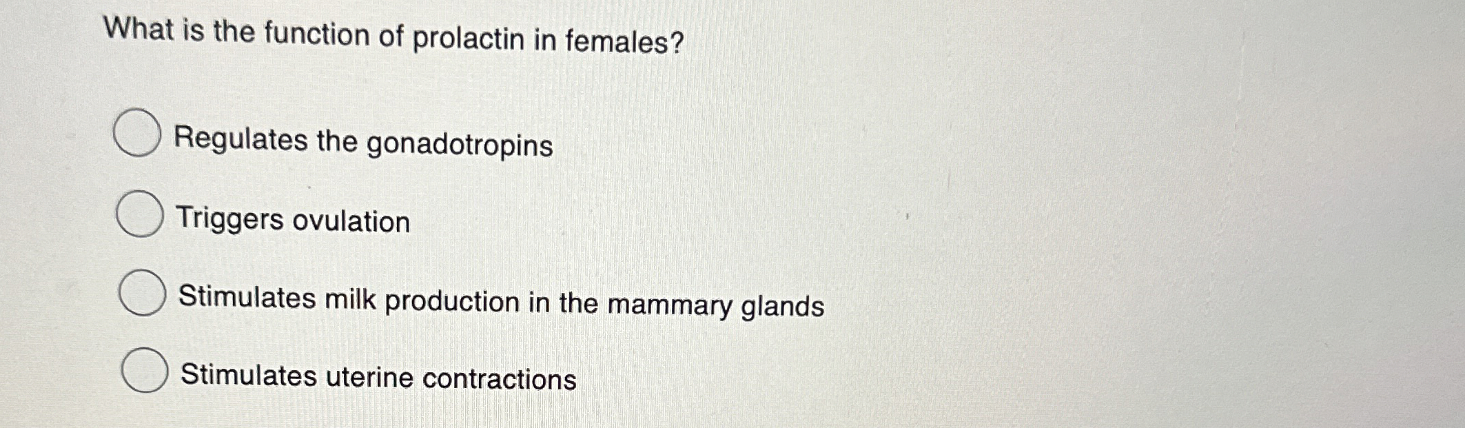 Solved What is the function of prolactin in | Chegg.com