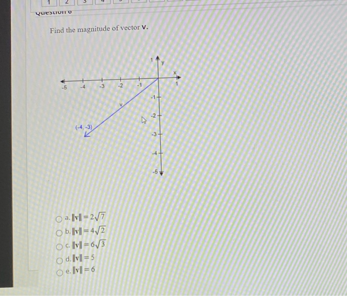 Solved Quesliotto Find The Magnitude Of Vector V 4 3 Chegg Com