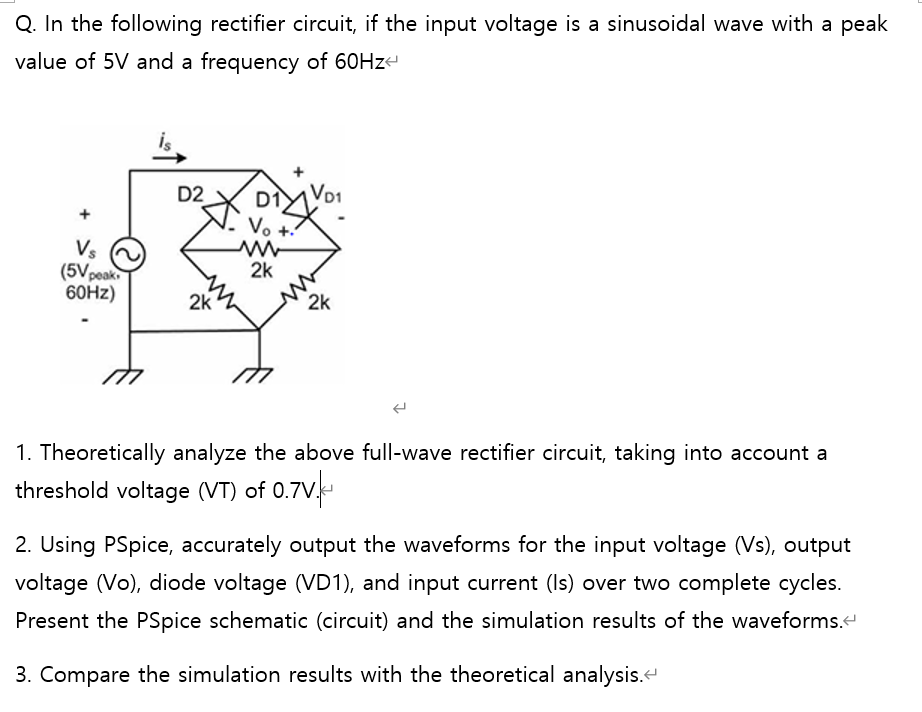 Solved Q. ﻿In the following rectifier circuit, if the input