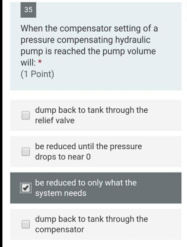 When the compensator setting of a pressure