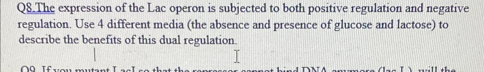 Solved Q8. ﻿The expression of the Lac operon is subjected to | Chegg.com