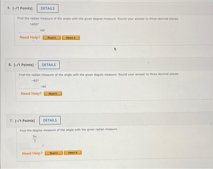 Solved Find the radian measure of the angle with the given | Chegg.com