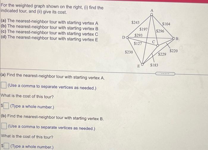 Solved For the weighted graph shown on the right, (i) find | Chegg.com