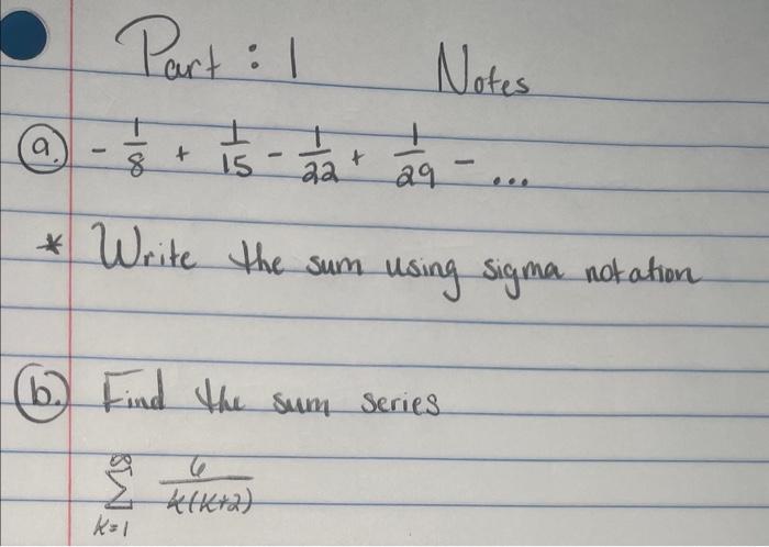 Solved a.) −81+151−221+291−… * Write the sum using sigma | Chegg.com