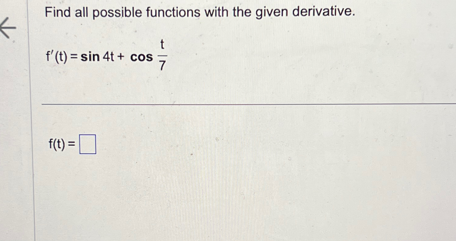 Solved Find all possible functions with the given | Chegg.com