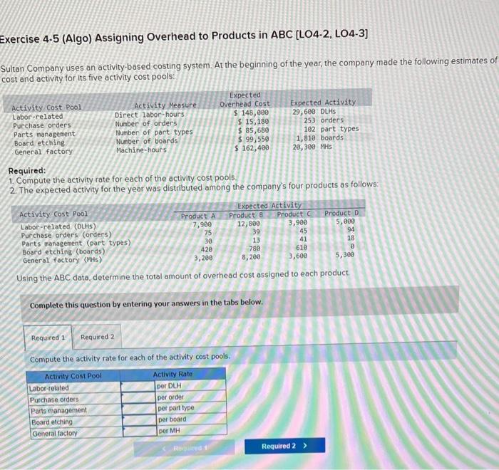 Solved Exercise 4.5 (Algo) Assigning Overhead to Products in | Chegg.com