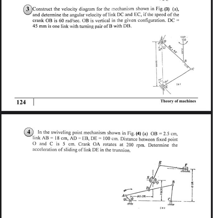 Solved 3 Construct The Velocity Diagram For The Mechanism | Chegg.com