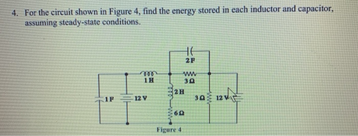 Solved 4. For the circuit shown in Figure 4, find the energy | Chegg.com