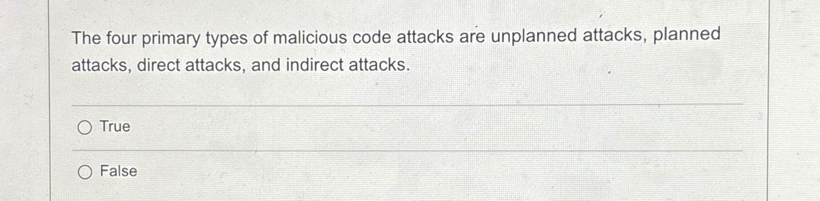 Solved The four primary types of malicious code attacks are | Chegg.com