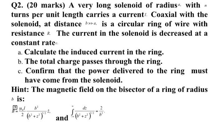Solved Q1. (20 marks) A toroid of inner radius a and outer | Chegg.com