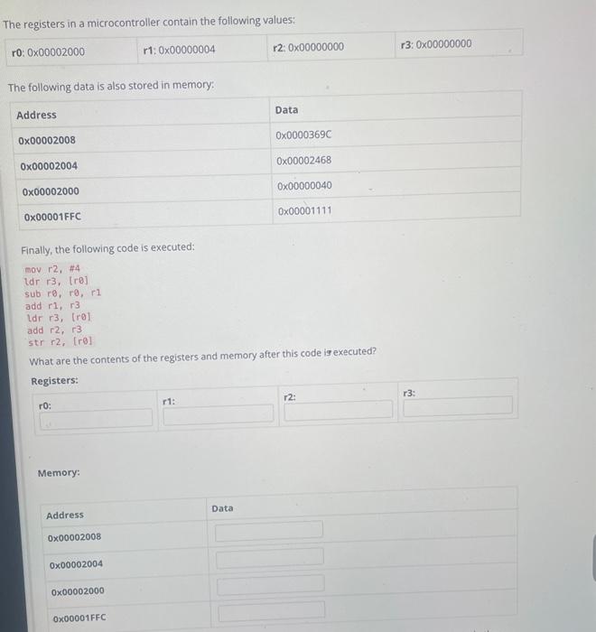 Solved The registers in a microcontroller contain the | Chegg.com