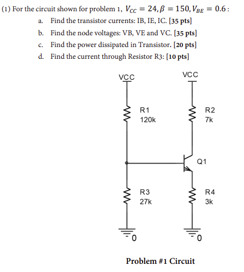 Solved (1) ﻿For the circuit shown for problem | Chegg.com