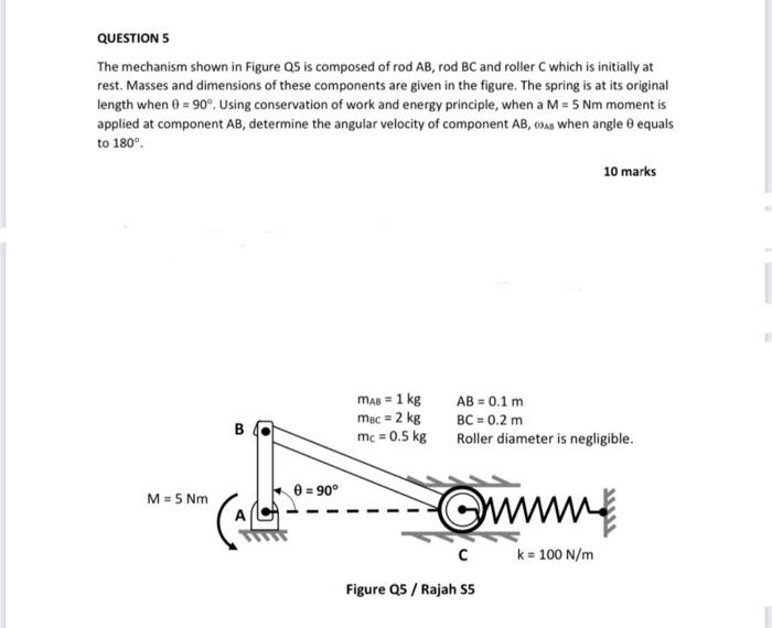 Solved QUESTION 5 The mechanism shown in Figure Q5 is | Chegg.com