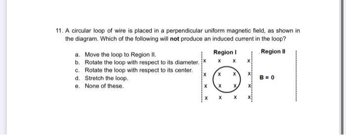Solved 11. A circular loop of wire is placed in a | Chegg.com