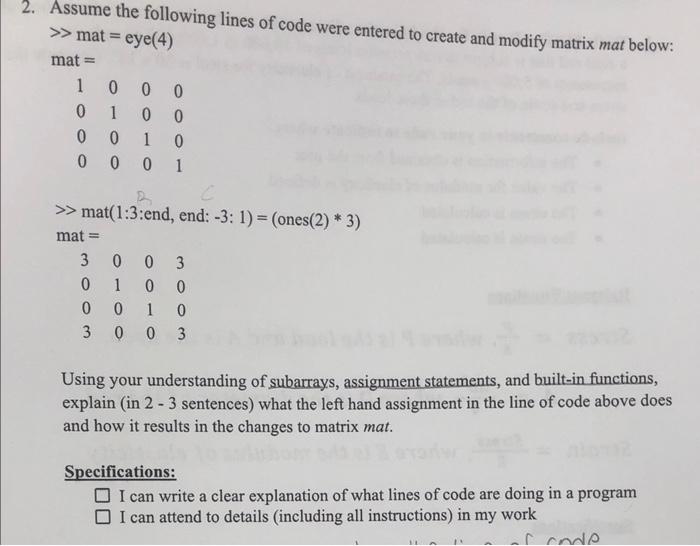 Solved Assume the following lines of code were entered to | Chegg.com
