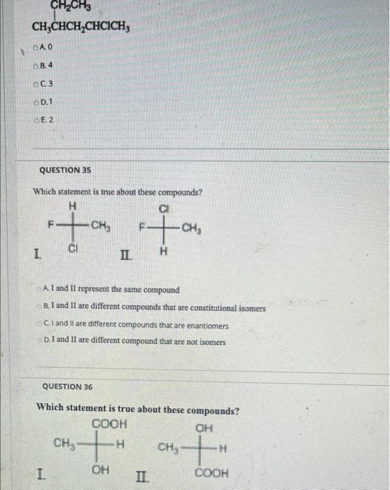 Solved CH2CH3 CH3CHCH CHCICH, ОАО 8.4 C3 D.1 E. 2 QUESTION | Chegg.com