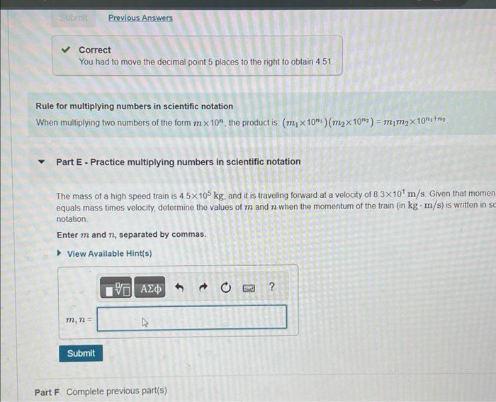 Solved Submit Correct You had to move the decimal point 5 | Chegg.com