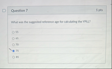Solved Question 71 ﻿ptsWhat was the suggested reference age | Chegg.com
