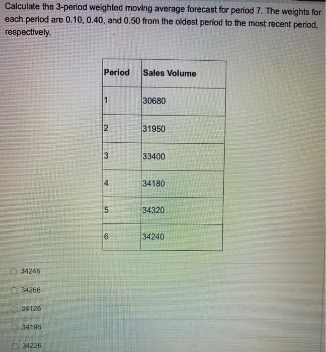 3 Period Weighted Moving Average Formula