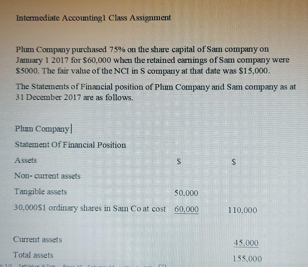Solved Intermediate Accounting1 Class Assignment Plum