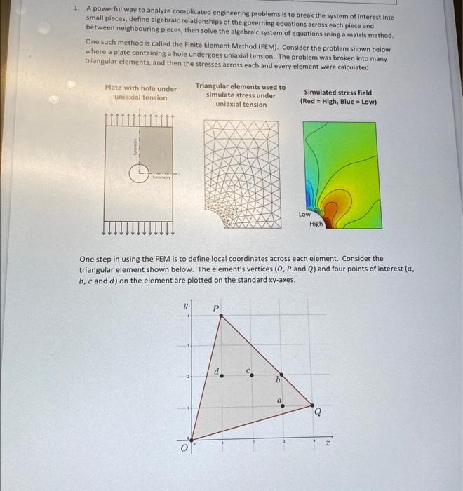 Solved 213 a) Define a new basis for the triangular element