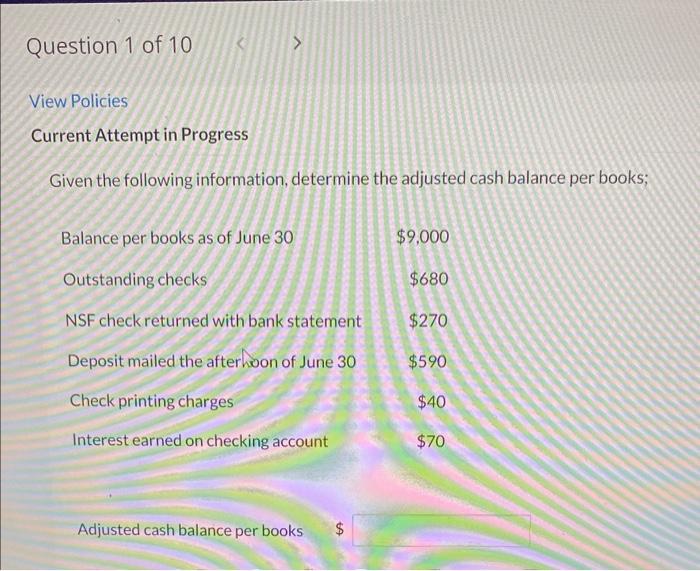 Solved Current Attempt in Progress Given the following | Chegg.com