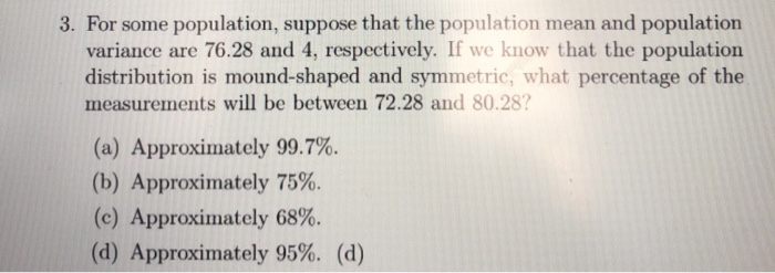 Solved 3. For some population, suppose that the population | Chegg.com