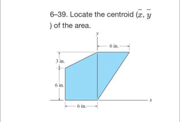 Solved 6-39. Locate the centroid (xˉ,yˉ ) of the area. | Chegg.com