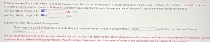 Solved Consider The Reaction A→B, Where A And B Are Two | Chegg.com