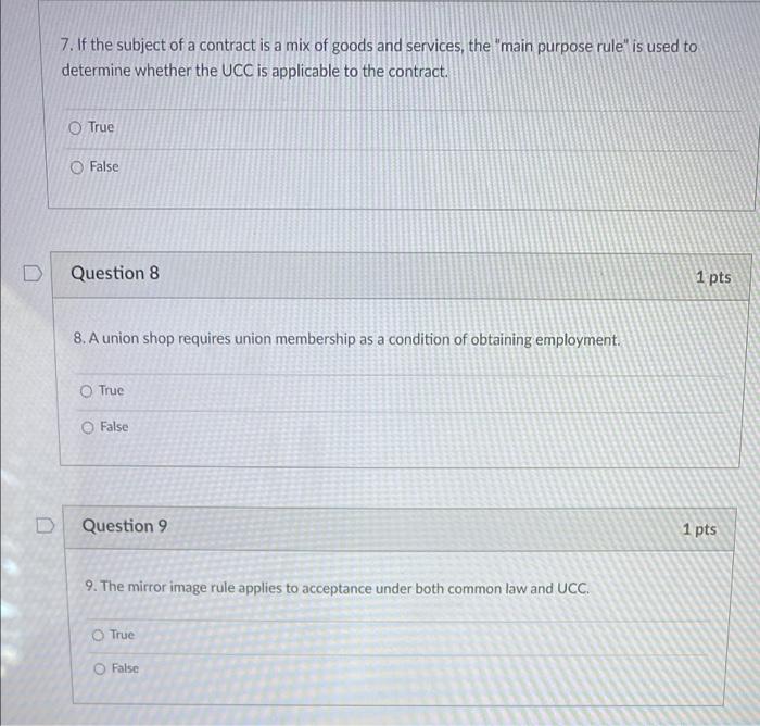 7. If the subject of a contract is a mix of goods and | Chegg.com