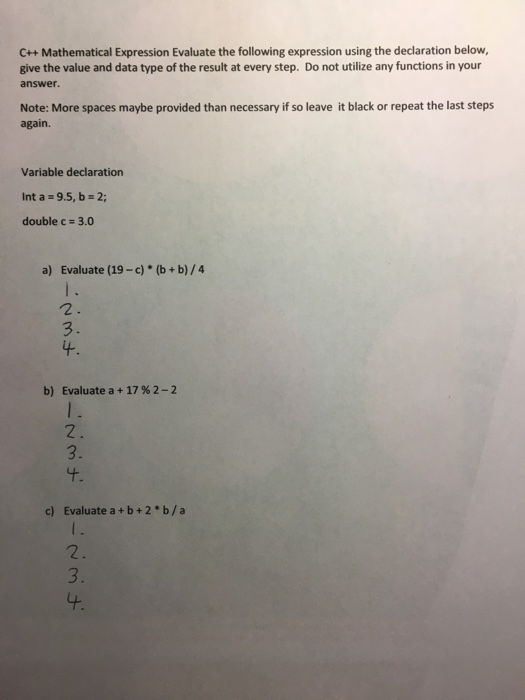 Solved C++ Visual Studios 2019 C++ Mathematical Expression | Chegg.com