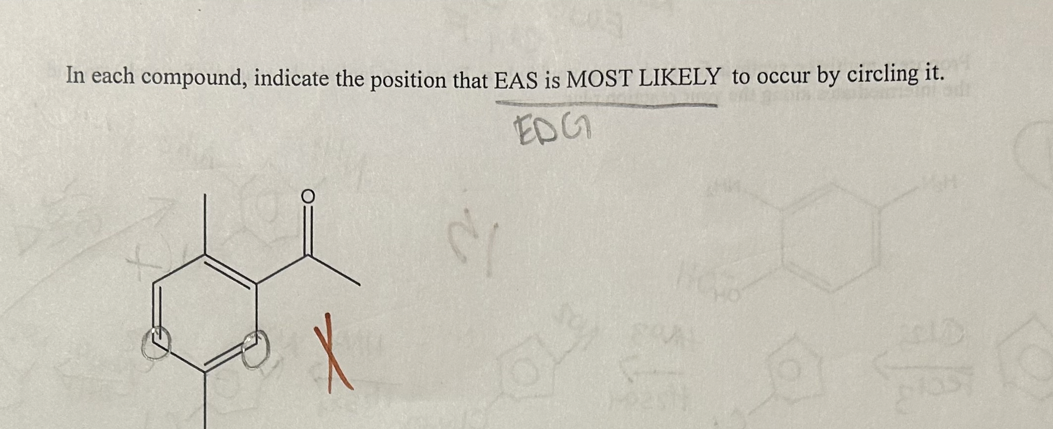 Solved In each compound, indicate the position that EAS is | Chegg.com
