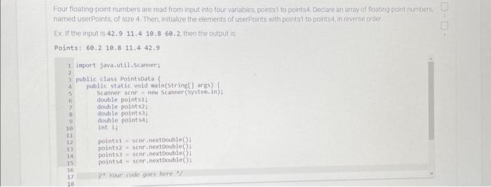 Solved Four floating point numbers are read from input into | Chegg.com