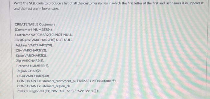 Solved Write the SQL code to produce a list of all the | Chegg.com