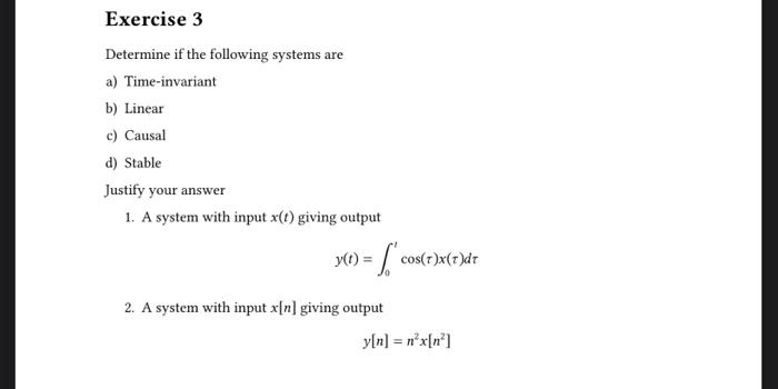 Solved Determine if the following systems are a) | Chegg.com