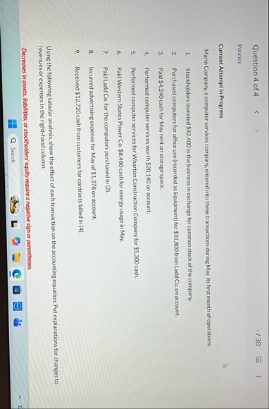 Solved Question 4 ﻿of 4/ 30PoliciesCurrent Attempt in | Chegg.com