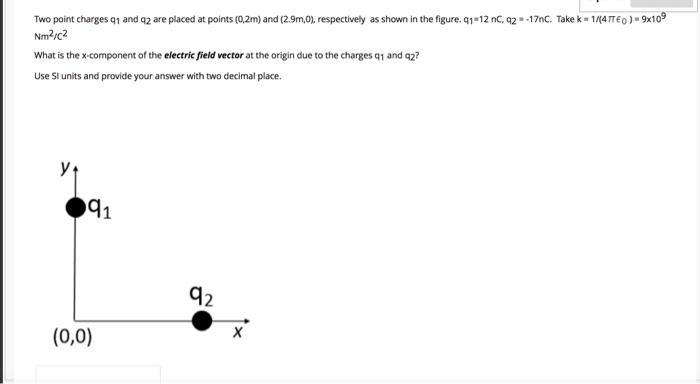 Solved Two point charges 91 and a2 are placed at points | Chegg.com