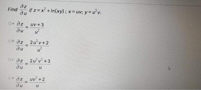 Solved Dz Find If Z H In Xy H Uv Y Uv Di Oa Dz Di E Chegg Com