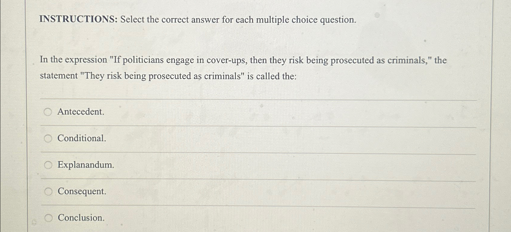 Solved INSTRUCTIONS: Select the correct answer for each | Chegg.com