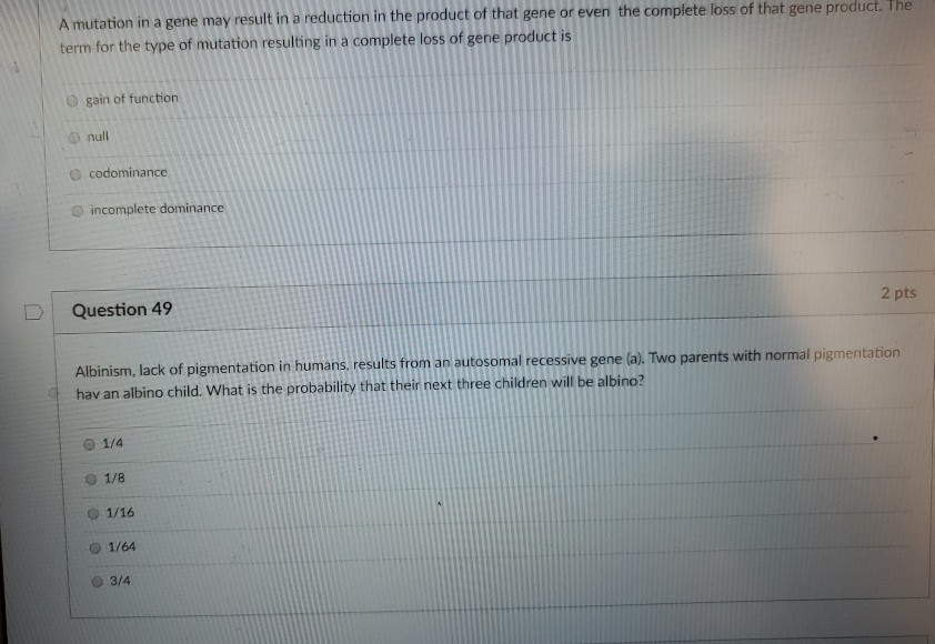 Solved A mutation in a gene may result in a reduction in the | Chegg.com