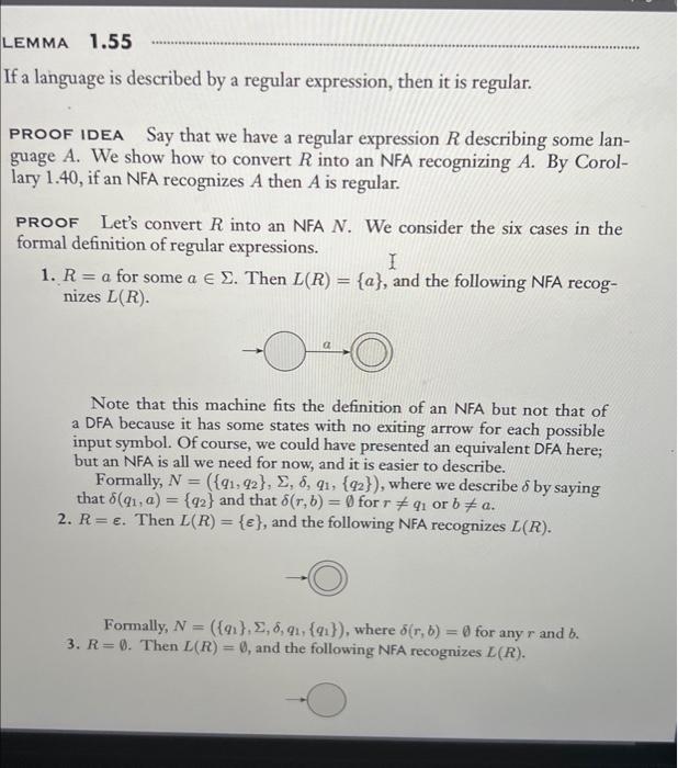 Solved 1.19 Use The Procedure Described In Lemma 1.55 To | Chegg.com