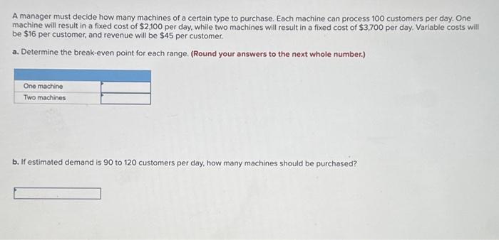 Solved A Manager Must Decide How Many Machines Of A Certain | Chegg.com